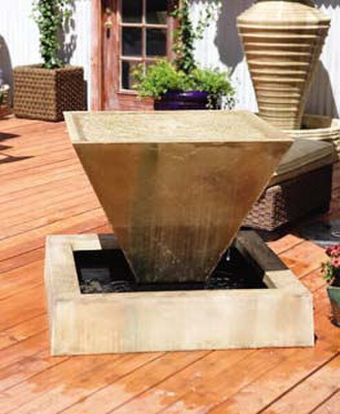 Oblique Fountain Modern Water flow four sides Polymer Stone